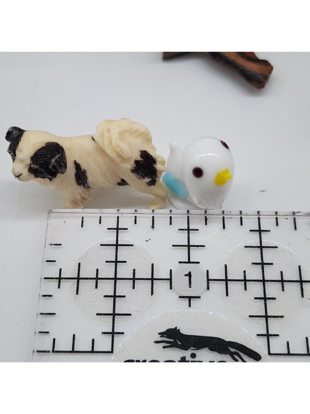 Miniature Handmade Animal Figurine Lot Cat Bear Dog Pig Glass Wood Resin - Picture 8 of 8